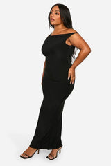 Plus Slinky Twist Shoulder Maxi Dress