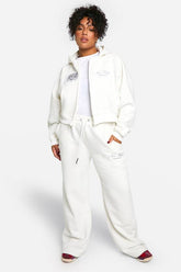 Plus Printed Zip Through Boxy Hoodie and Straight Leg Jogger Tracksuit