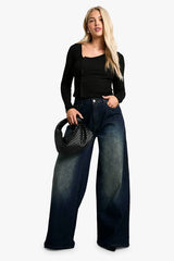 Rib Asym Neck Button Through Top