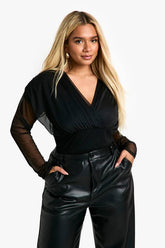 Plus Mesh Long Sleeve Bodysuit