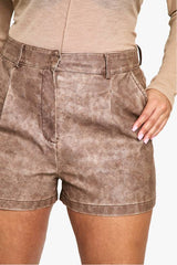 Plus Pleated Washed PU Shorts
