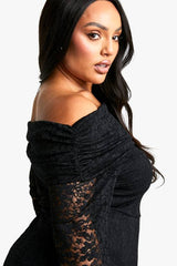 Plus Lace Off Shoulder Flared Skater Dress