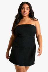 Plus Pearl Detail Bandeau Skater Dress