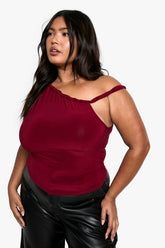 Plus Asymmetric Knot Detail off Shoulder Top