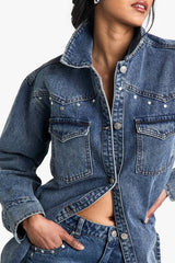 Studded Western Denim Shirt