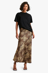 Tall Leopard Satin Midaxi Skirt