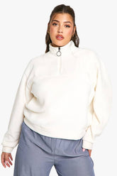 Plus Mid Zip Fleece Sweatshirt