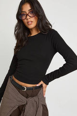 Double Layer Modal Rib Long Sleeve Top