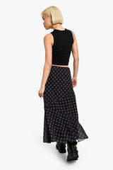 Asymmetric Check Print Midaxi Skirt