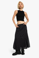 Asymmetric Check Print Midaxi Skirt