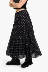 Asymmetric Check Print Midaxi Skirt