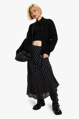 Asymmetric Check Print Midaxi Skirt
