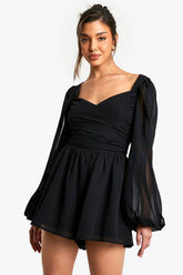 Chiffon Wrap Split Sleeve Playsuit