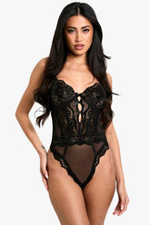 Cut Out Detail Double Bow Back Bodysuit