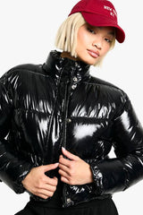 Patent Boxy Puffer Jacket