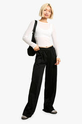 Ponte Wrap Cross Over Wide Leg Trouser