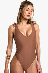 Feather Charm Backless Swimsuit