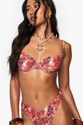 Premium Abstract Print Underwired Balcony Bikini Top
