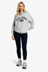 Maternity Cool Moms Club Slogan Half Zip Sweat & Legging Set