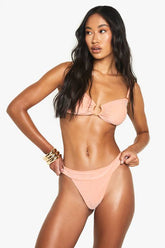 Glitter U-Bar Bandeau Bikini Top & High Leg Bikini Bottoms Set