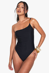 Resin Stone One Shoulder Swimsuit