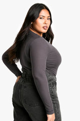 Plus Double Layer Ruched Long Sleeve Top