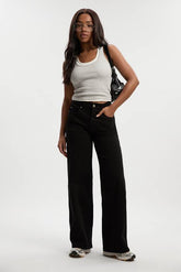 Comfort Stretch Mid Waist Wide Leg Jean