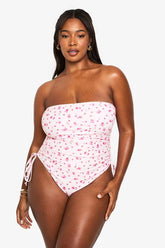 Plus Ditsy Floral Bandeau Swimsuit