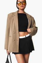 Contrast Waistband Box Pleat Skort