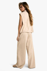 Drawstring Waist Woven Fluid Trousers
