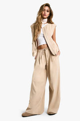 Drawstring Waist Woven Fluid Trousers