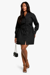 Plus Rouched Waist Shirt Dress