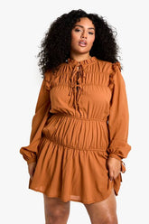 Plus Ruched Voluminous Smock Dress