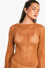 Crochet Flare Sleeve Mini Dress