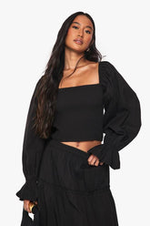 Shirred Cotton Poplin Blouse