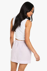 Seersucker Striped Drawstring Waist Skirt