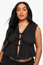 Plus Cotton Tie Front Waistcoat