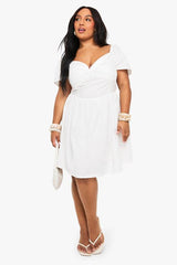 Plus Cotton Twist Front Detail Skater Dress