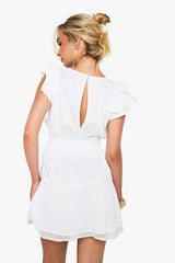 Embroidered Ruffle Cotton Layered Dress