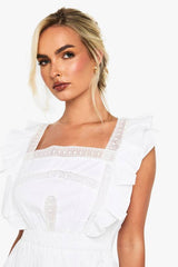 Embroidered Ruffle Cotton Layered Dress