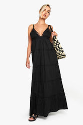Embroidered Ruffle Cotton Maxi Dress