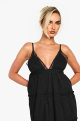 Embroidered Ruffle Cotton Maxi Dress