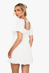 Linen Look Boned Detail Corset Smock Dress