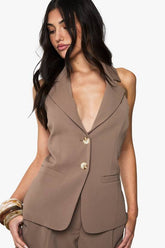 Tailored Halterneck Woven Waistcoat