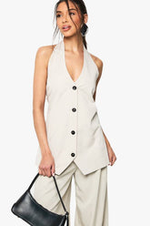 Halter Neck Longline Tailored Waistcoat