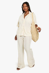 Plus Beach Mix and Match Textured Patterned Knitted Trouser