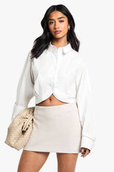 Petite Stripe Wool Look Mini Skirt