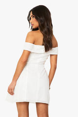Petite Broderie Structured Skater Dress