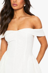 Petite Broderie Structured Skater Dress