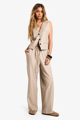 Pinstripe Tailored Wide Leg Trousers